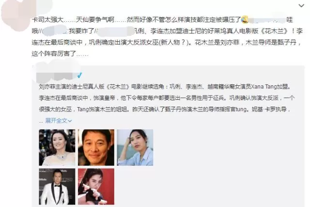 刘亦菲花木兰阵容继续曝光,巩俐气质力压刘亦菲,是大片还是烂片